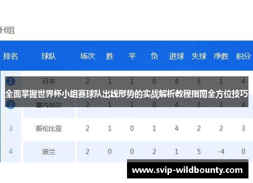全面掌握世界杯小组赛球队出线形势的实战解析教程指南全方位技巧