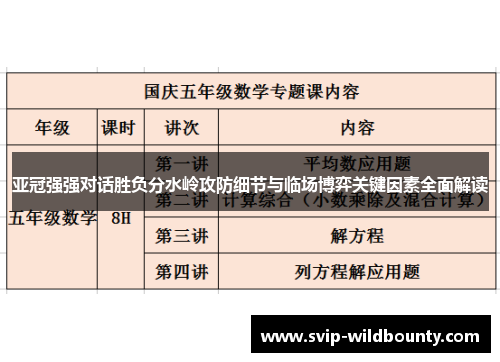 亚冠强强对话胜负分水岭攻防细节与临场博弈关键因素全面解读 亚冠强强对话胜负分水岭攻防细节与临场博弈关键因素全面解读